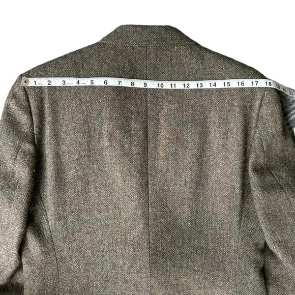 Vintage By Haggar Mens Brown Herringbone Wool Tweed Two Button Sport Coat Sz.42L